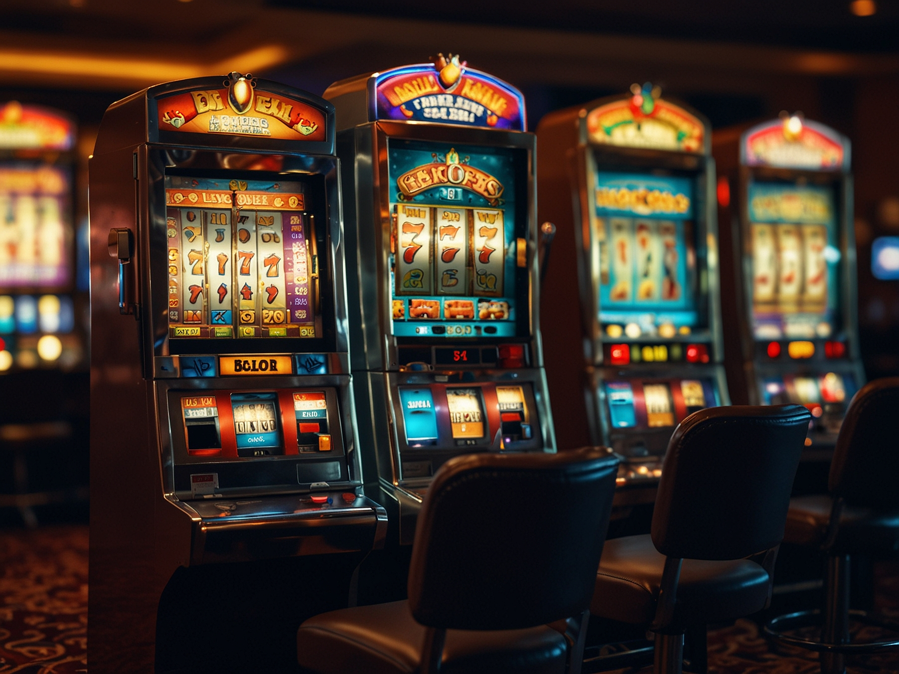 Colorful slot machines and live dealer table